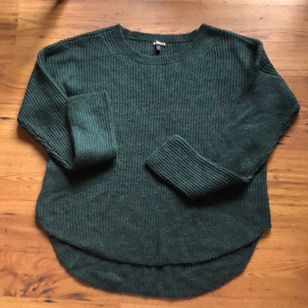 Express mohair blend crew neck sweater dark forest green size L